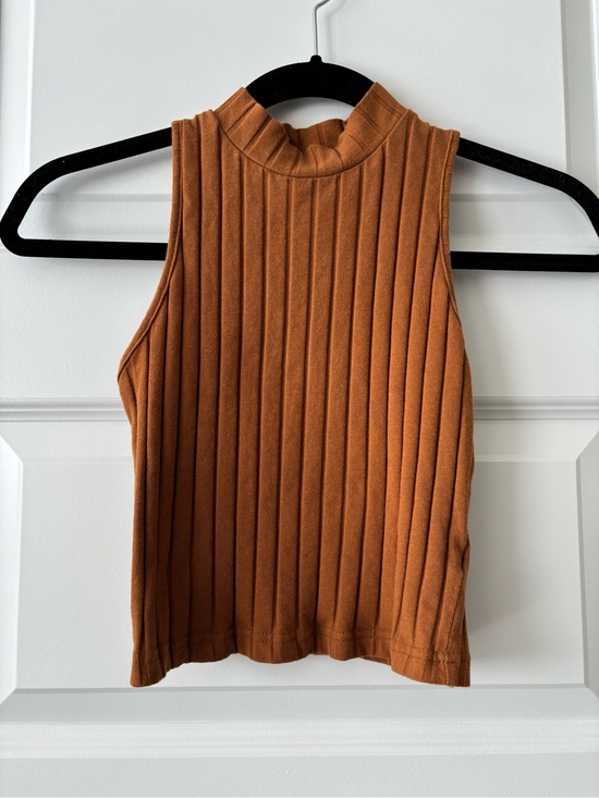 SHEIN Tops - SHEIN M Rust Ribbed Sleeveless Mockneck Top Knit Casual Size M